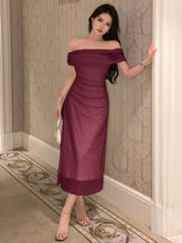 Buy SHEIN DAZY Solid Bardot Ruched Side Mesh Overlay Dress in Pakistan