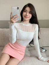 Buy SHEIN DAZY Solid Frill Trim Ribbed Knit Sweater in Pakistan