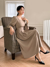 Buy SHEIN DAZY Square Neck Puff Sleeve Fold Pleated Detail Tie Back Dress in Pakistan