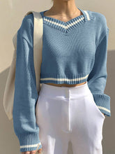 Buy SHEIN DAZY Women's Colorblock Patchwork Cropped Pullover Sweater in Pakistan