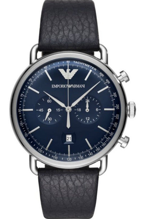 Buy Emporio Armani Men's Chronograph Quartz Leather Strap Blue Dial 43mm Watch AR11105 in Pakistan