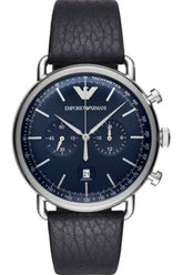 Buy Emporio Armani Men's Chronograph Quartz Leather Strap Blue Dial 43mm Watch AR11105 in Pakistan