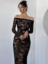 Buy SHEIN Firerie Women's Elegant Sexy Black Off-Shoulder Lace Dress in Pakistan