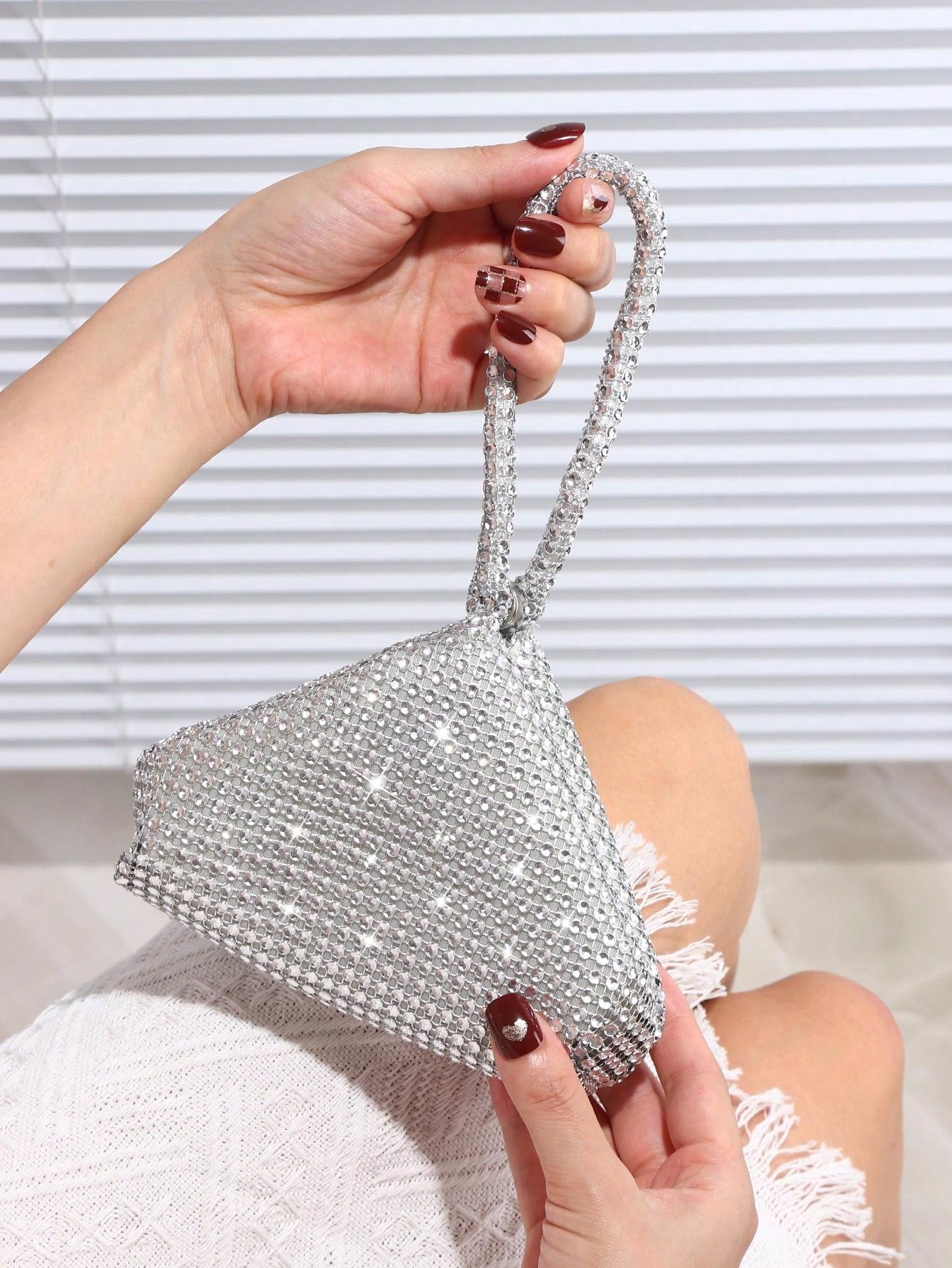 Buy SHEIN Glamorous Glitter Bling, Sequin, Luxury, Shiny Women's Mini Sparkling Rhinestone Clutch Bag in Pakistan