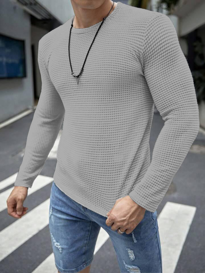 Buy FULL SLEEVES WAFFLE KNIT TEE - GREY in Pakistan