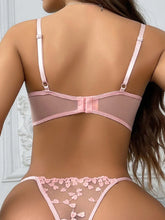 Buy SHEIN Heart-Shaped Embroidery Translucent Lingerie Set, Ladies Sexy Bra And Panties Set in Pakistan