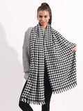 Buy SHEIN Houndstooth Pattern Raw Trim Scarf in Pakistan