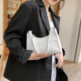 Buy Orb & Gravel Leather Baguette White Bag in Pakistan