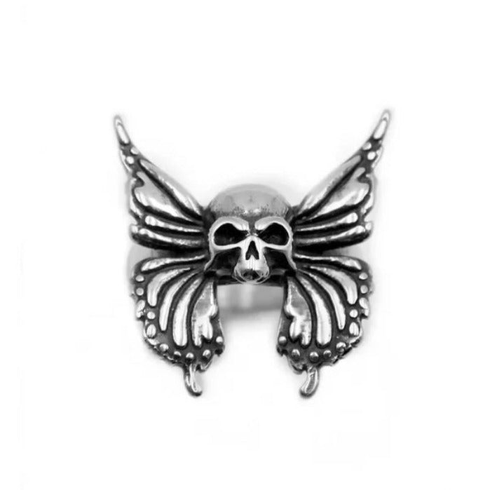 Buy Orb & Gravel Unisex Stainless Steel Skull Butterfly Ring in Pakistan