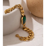 Buy Orb & Gravel 18k Gold Plated Green Gem Bracelet in Pakistan