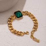 Buy Orb & Gravel 18k Gold Plated Green Gem Bracelet in Pakistan