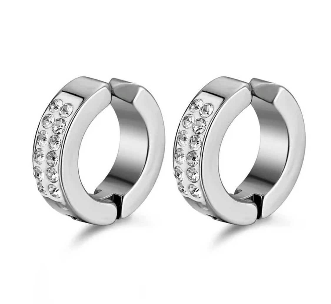 Buy Orb & Gravel Clip On Gem Hoop - Silver in Pakistan