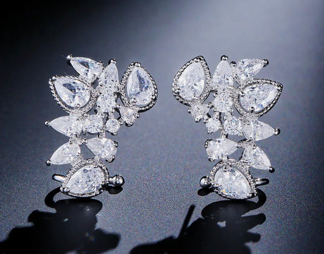 Buy Orb & Gravel Sterling Silver Festive Gem Earcuff Studs in Pakistan