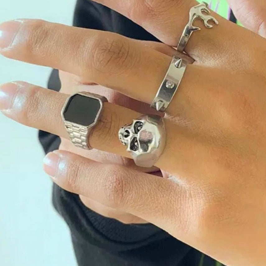 Buy Orb & Gravel Trendy Unisex Stainless Ringset Silver in Pakistan