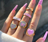 Buy Orb & Gravel Pink & Gold Thick Ringset in Pakistan
