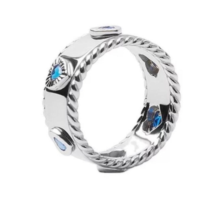 Buy Orb & Gravel Blue Gem Heart Silver Ring in Pakistan