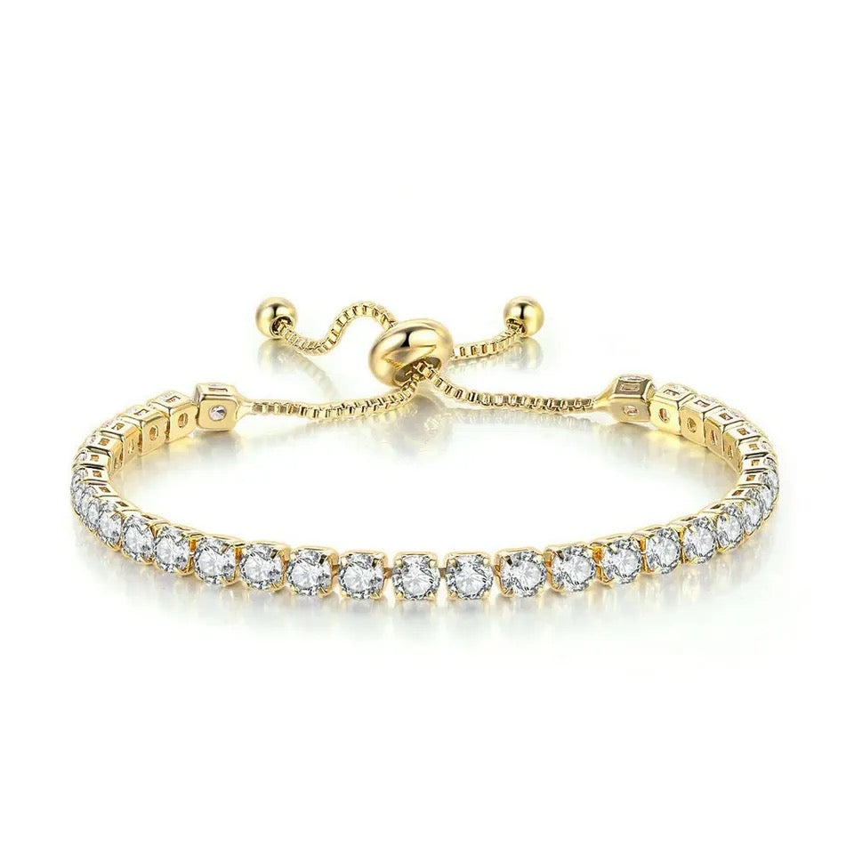 Buy Orb & Gravel 4mm Tennis Gem Bracelet - Gold in Pakistan