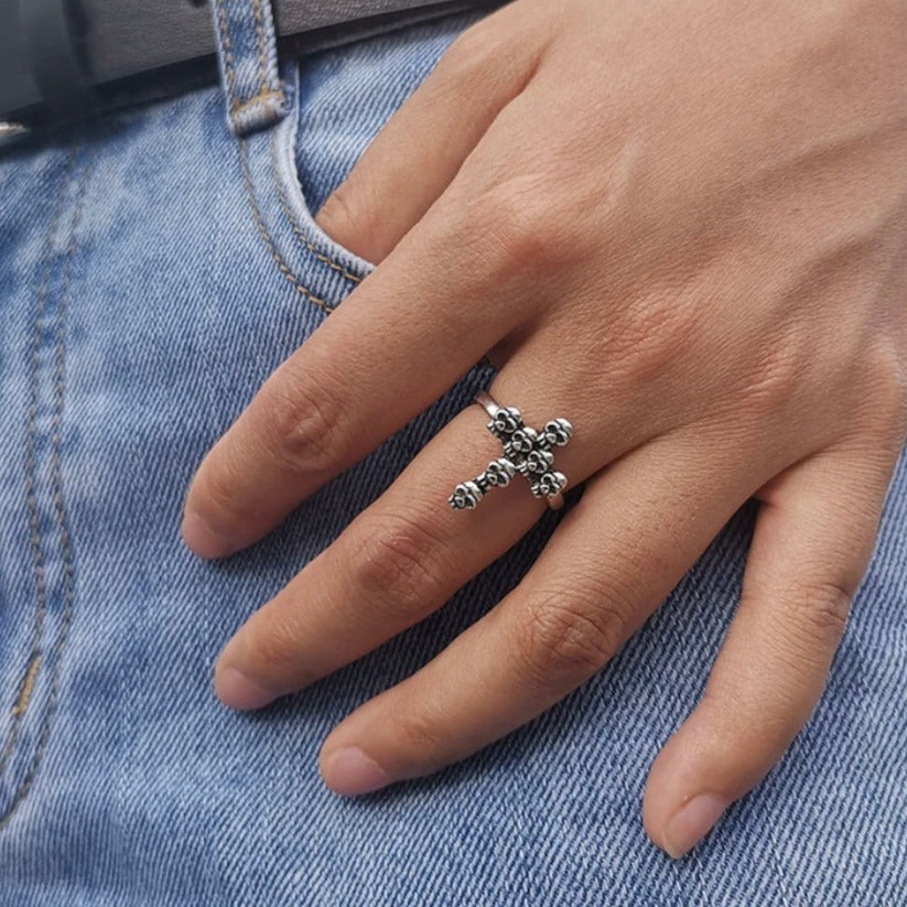 Buy Orb & Gravel Unisex Stainless Steel Ring - Skull Cross in Pakistan