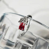 Buy Orb & Gravel Red Gem Butterfly Ring - Silver in Pakistan