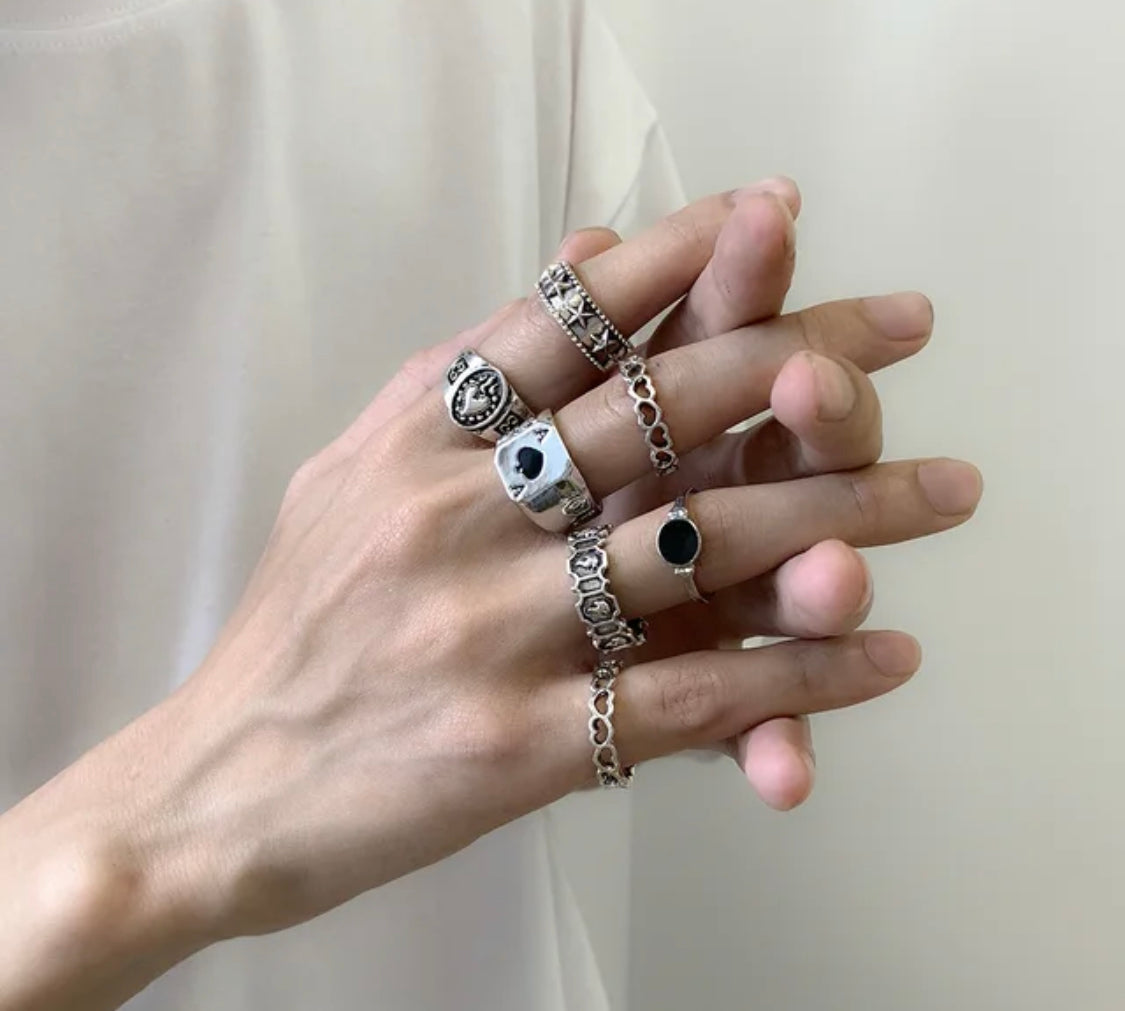 Buy Orb & Gravel Trendy Stainless Steel Unisex Ringset in Pakistan