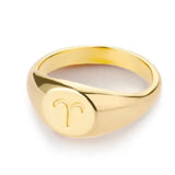 Buy Orb & Gravel Aries Engraved Gold Signet Ring in Pakistan