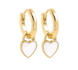 Buy Orb & Gravel Heart White Huggie Hoop Gold in Pakistan
