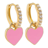 Buy Orb & Gravel Heart Pink Gold Huggie Hoop in Pakistan