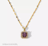 Buy Orb & Gravel 18k Gold Plated Sqaure Purple Gem Necklace in Pakistan