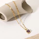Buy Orb & Gravel 18k Gold Plated Sqaure Purple Gem Necklace in Pakistan