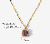 Buy Orb & Gravel 18k Gold Plated Sqaure Purple Gem Necklace in Pakistan