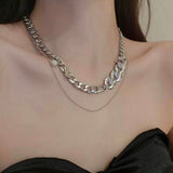 Buy Orb & Gravel Cuban Layered Gem Chain Set Silver in Pakistan