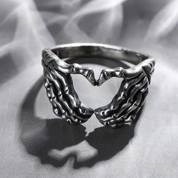 Buy Orb & Gravel Skeleton Hands Heart Ring Size 7 Us in Pakistan