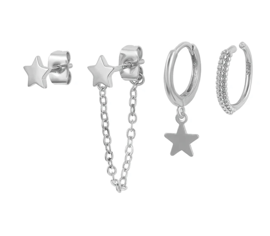 Buy Orb & Gravel 4 Pc Multiple Piercing Set Silver in Pakistan