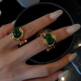 Buy Orb & Gravel Luxury Green Gem Ring Gold in Pakistan
