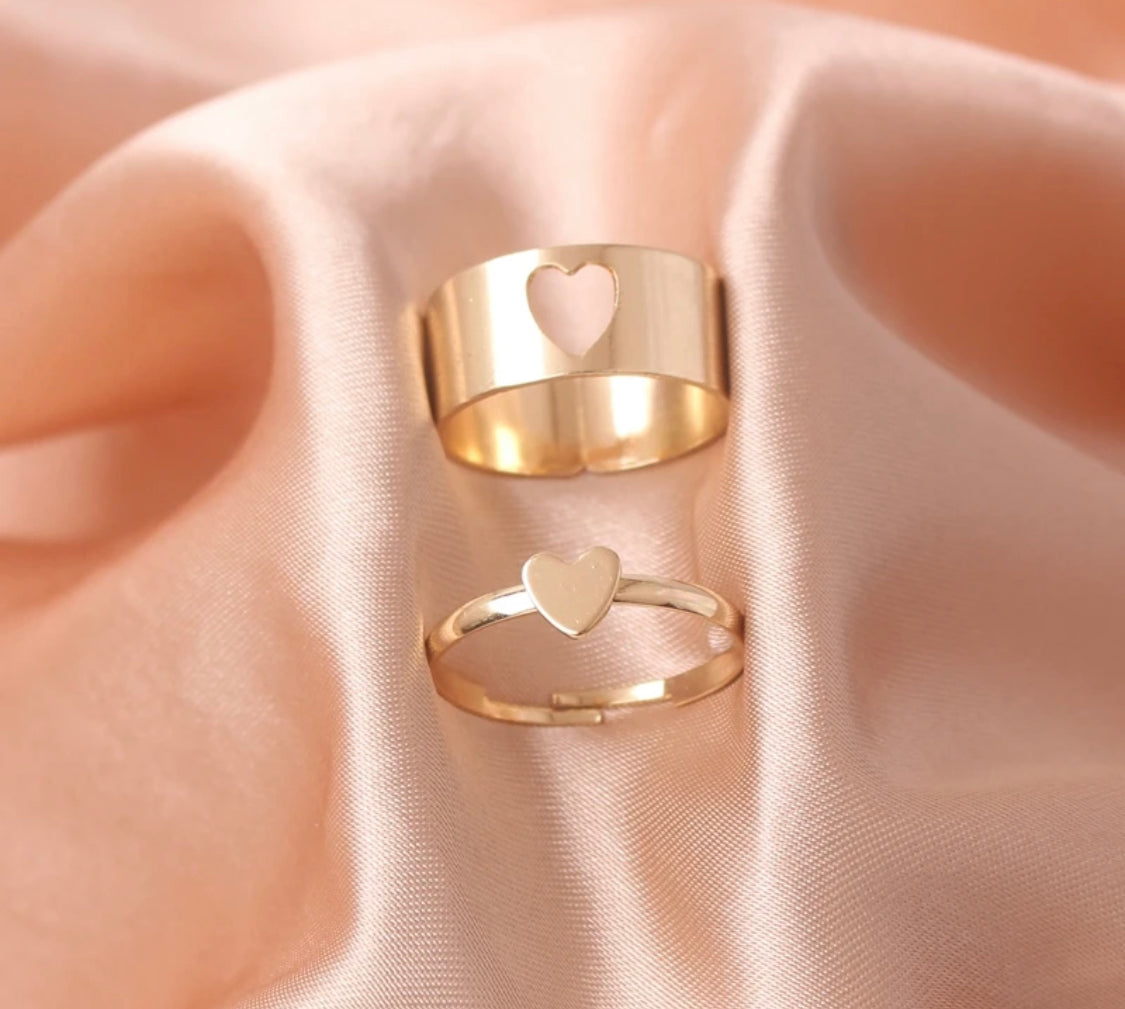 Buy Orb & Gravel Couple Heart Ring Set Gold in Pakistan
