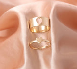 Buy Orb & Gravel Couple Heart Ring Set Gold in Pakistan
