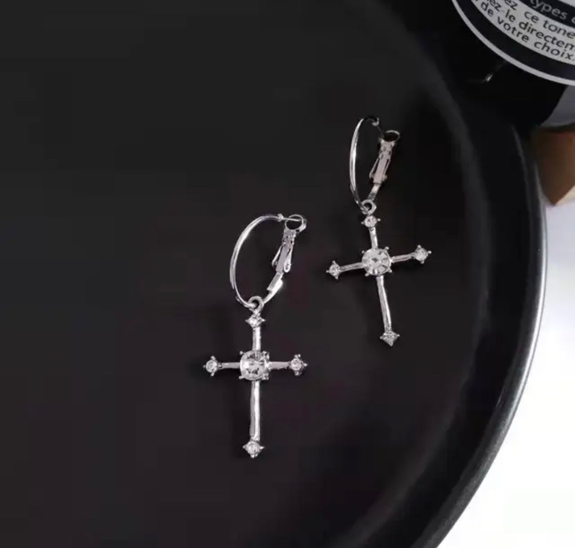 Buy Orb & Gravel Cross Gem Hoop Silver in Pakistan