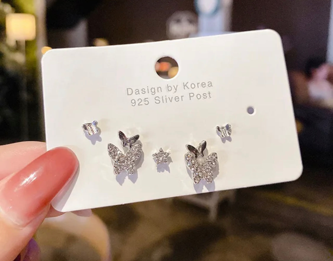 Buy Orb & Gravel Silver Butterfly Gem Stud Set in Pakistan