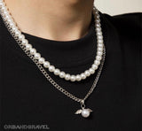 Buy Orb & Gravel Wing Pearl Unisex Chain Set Silver in Pakistan