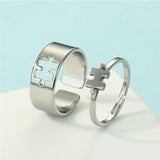 Buy Orb & Gravel Couple Puzzle Ring Set Silver in Pakistan