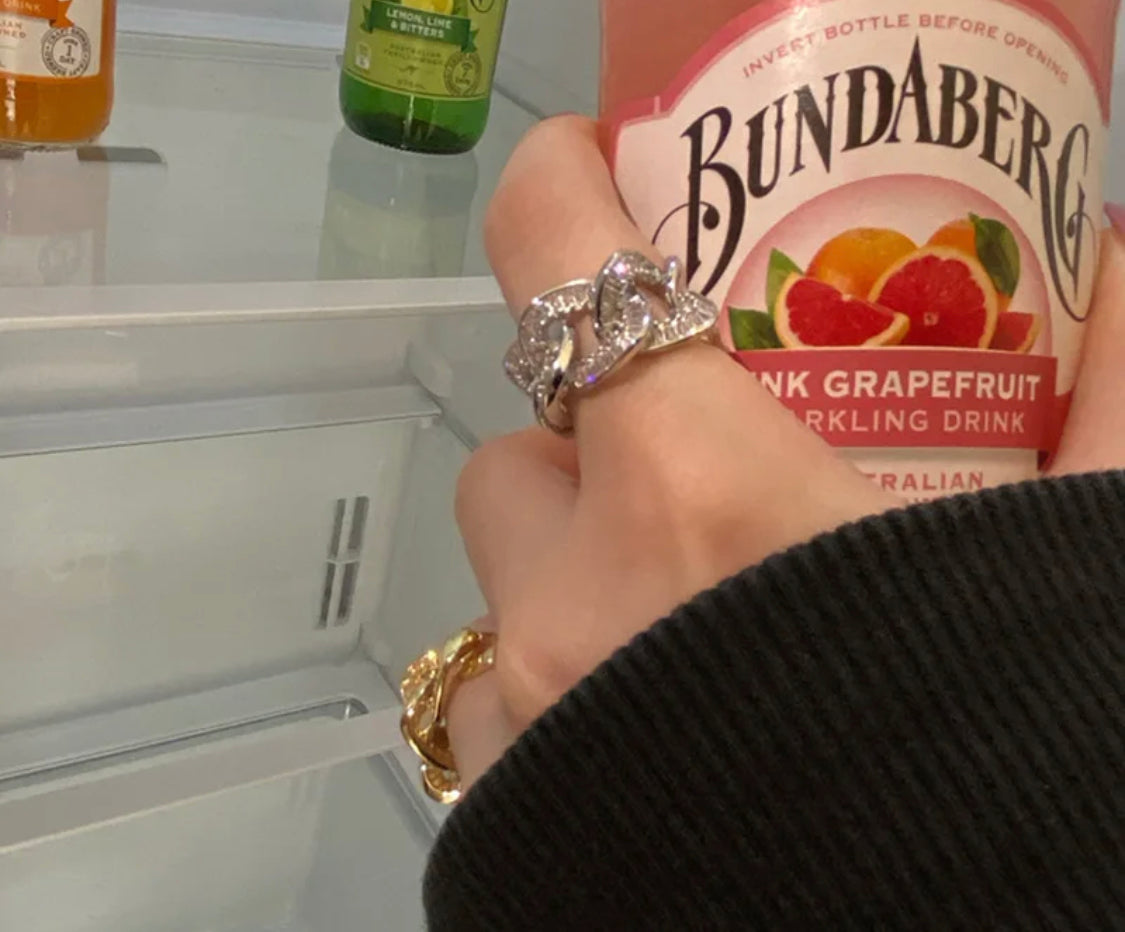 Buy Orb & Gravel Luxury Thick Chain Silver Ring Adjustable in Pakistan