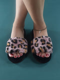 Buy SHEIN Leopard Pattern Fuzzy Bedroom Slippers in Pakistan