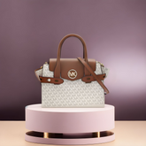 Buy Michael Kors White Tan Signature Coated Canvas and Leather Carmen Satchel Bag Small in Pakistan
