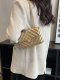 Buy SHEIN Mini Metallic Quilted Push Lock Flap Chain Square Bag in Pakistan