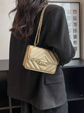 Buy SHEIN Mini Metallic Quilted Push Lock Flap Chain Square Bag in Pakistan
