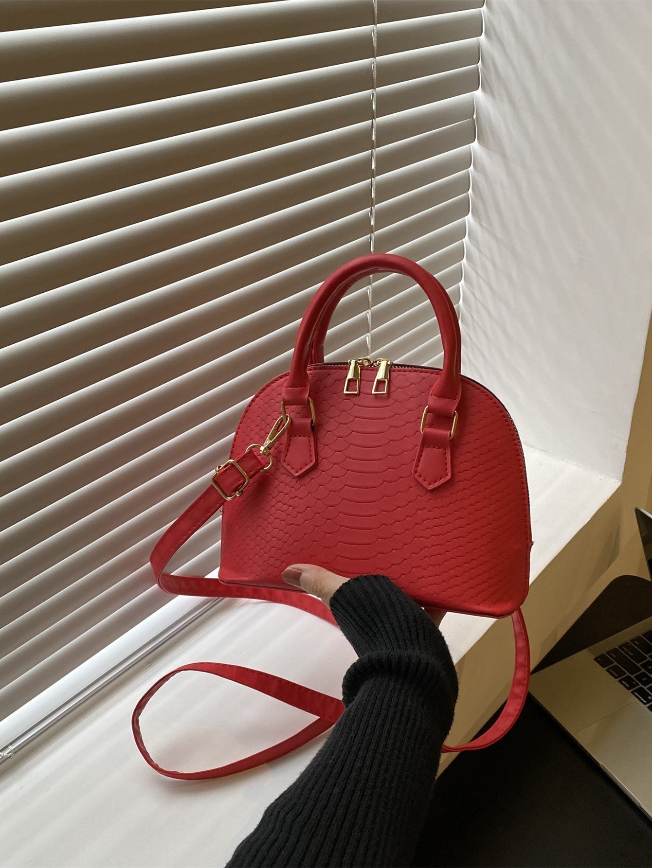 Buy SHEIN Mini Neon Pink Snakeskin Embossed Dome Bag in Pakistan