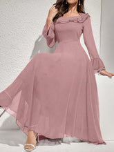 Buy SHEIN Modelyn Women's Solid Color Ruffled Flare Sleeve Maxi Elegant Dress Long Evening Dresses in Pakistan