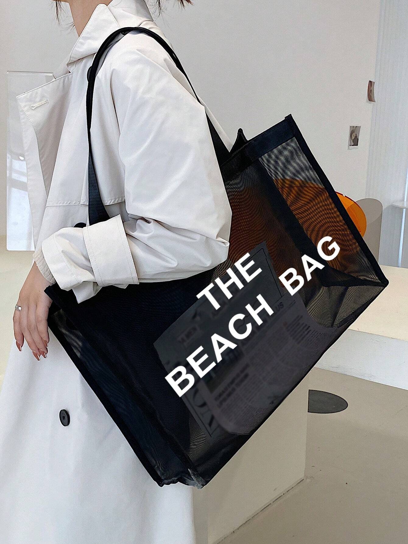 Buy SHEIN Nylon Material Alphabet Printed Beach Mesh Tote Bag With Beach Bag in Pakistan