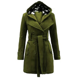 Buy Fleece Double Breasted Waist Belt Long Coat in Pakistan
