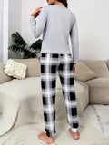 Buy SHEIN Panda Embroidery Tee & Plaid Print Pants PJ Set in Pakistan